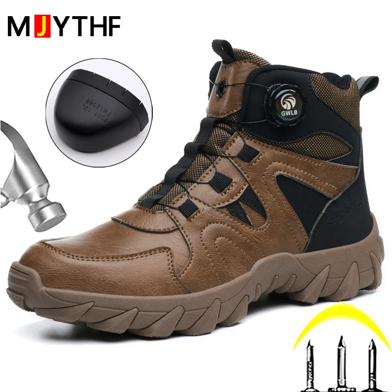 

Неразрушимая обувь с вращающейся кнопкой, рабочие ботинки, защитная обувь, мужские ботинки, устойчивая к проколам защитная обувь, защитные ботинки от ожогов