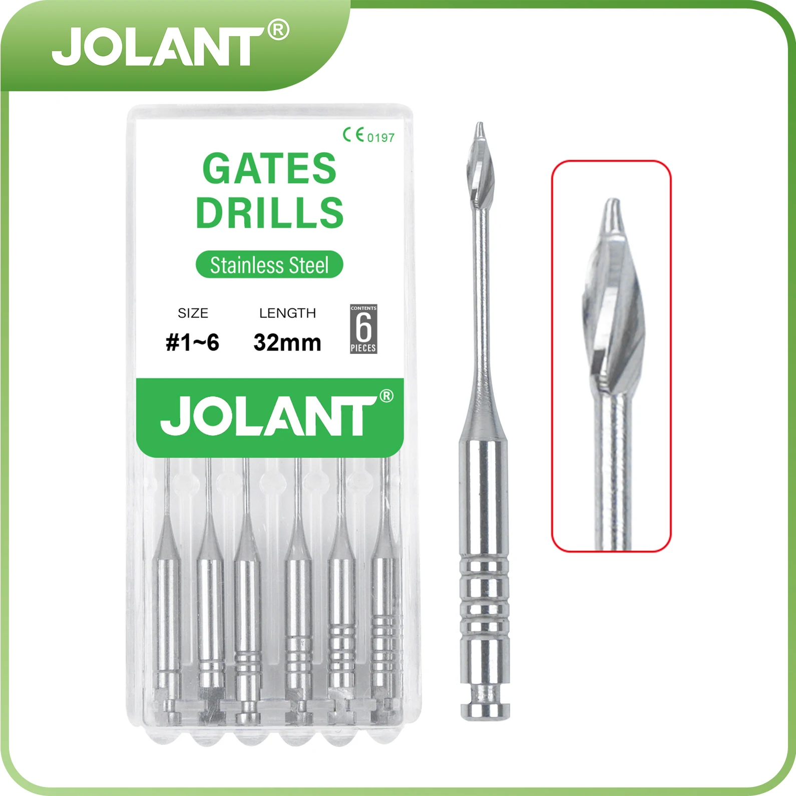 

JOLANT 6pcs/Box Dental Endodontic Files Reamers Dental Drill Gates Glidden Endo Files Dentist Materials Tool