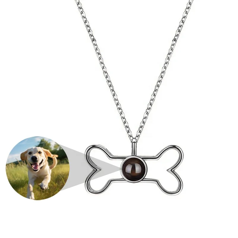 Dog Cat Memory Jewelry Custom Personalized Pet Photo Necklace Bone Pendant Projection Necklace Drops-hip Projection Necklace