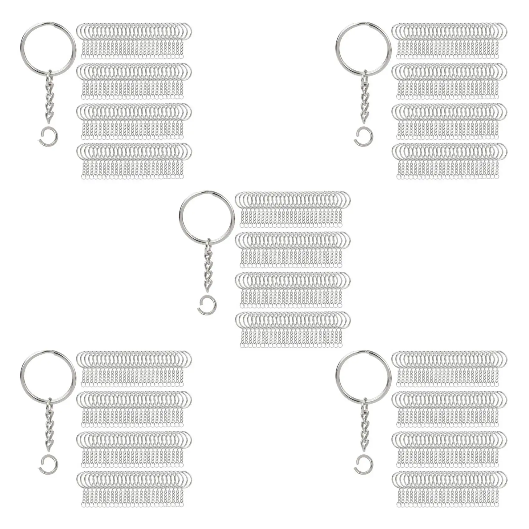

ABAH-1000Pcs Split Key Chain Rings With Chain Silver Key Ring And Open Jump Rings Bulk For Crafts DIY (1 Inch/25Mm)