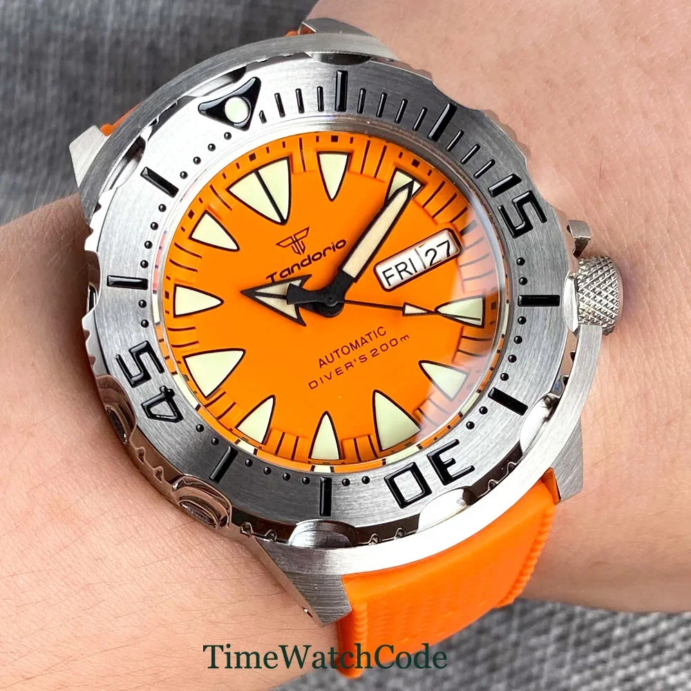 Tandorio Monster 200M Diving Automatic Watch for Men NH36A Movt Sapphire Crystal Date Day Luminous Dial Waterproof reloj hombre