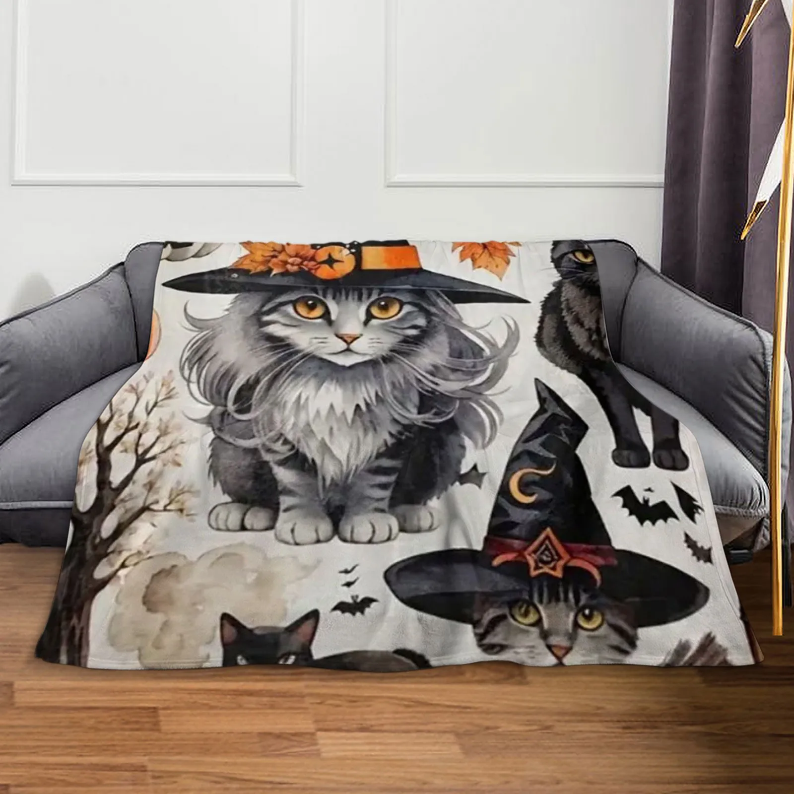 Halloween Gothic Throw Blanket Lightweight Warm Air Conditioning Blanket Soft Cozy Sofa Bed Blanket Casual Office Nap Blanket