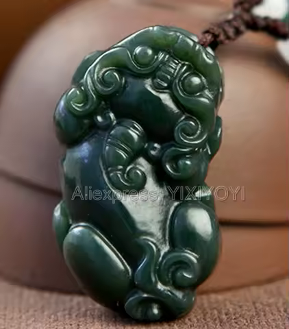 Beautiful Natural Green HeTian Jade Carved Chinese Cute PiXiu Amulet Lucky Pendant + Free Necklace Certificate Fine Jewelry