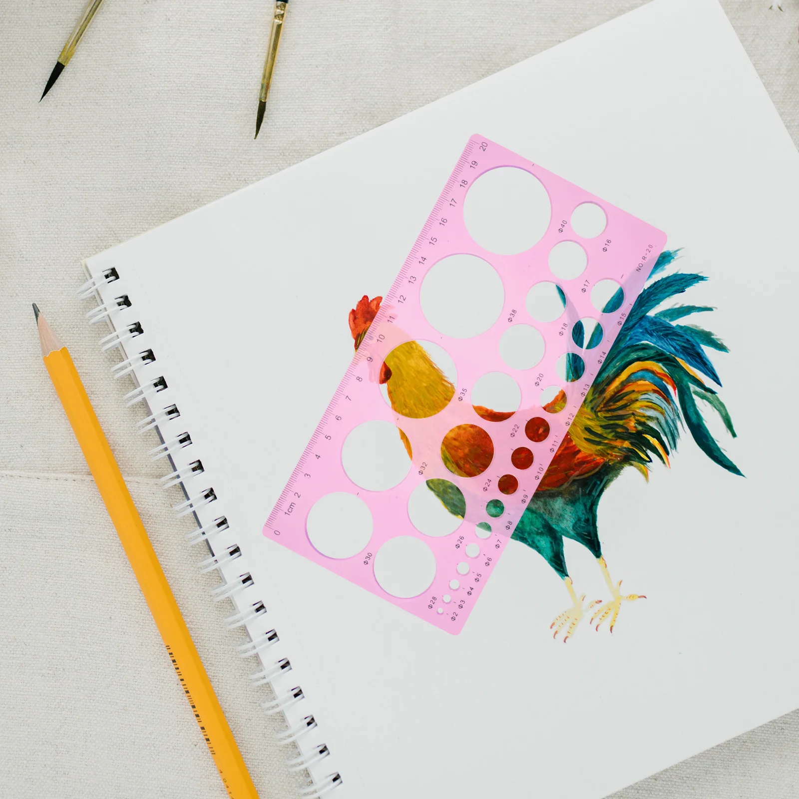 6pcs Circle Hole Ruler Tool Geometric Drawing Template Plastic Measuring Stencil For Engineering Architecture School Students