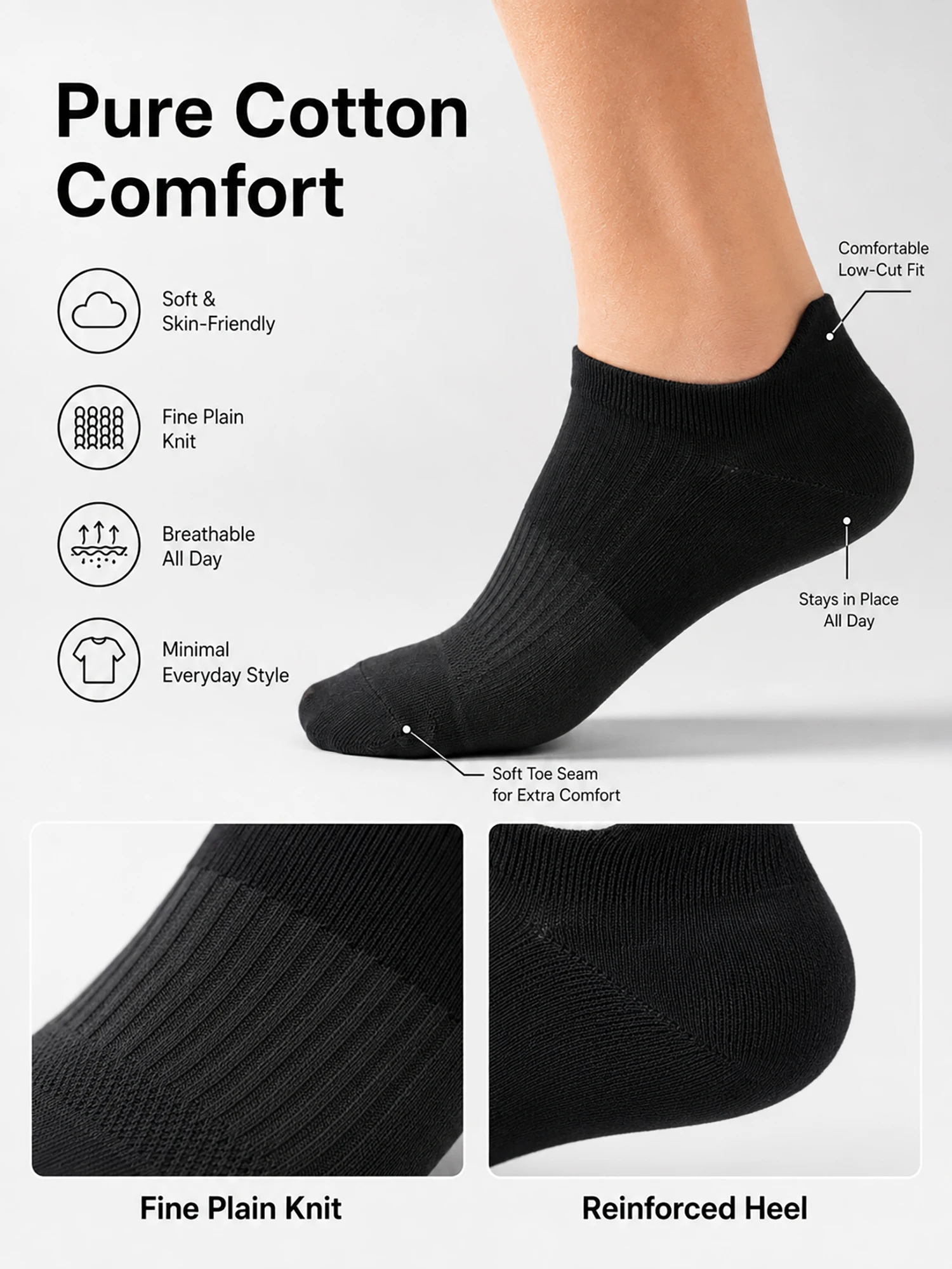 1/3/6 Pasang Kaus Kaki Pria Warna Hitam Abu-abu Model Blok Warna, Bahan Katun Bernapas, Empuk, Potongan Rendah, Anti Selip, Menyerap Keringat, Cocok untuk Olahraga, Hadiah
