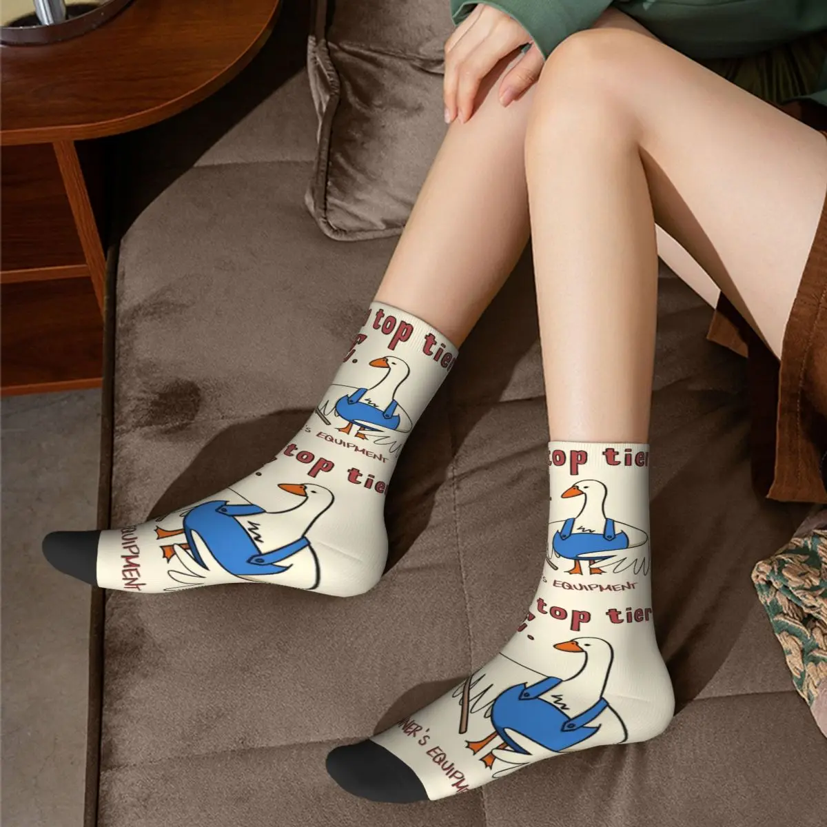 Elin Design Unisexe Niveau Supérieur H.O.E. Chaussettes Confortables en Coton, Modèle Drôle Goose Merch, Meilleur Cadeau d'Urgence