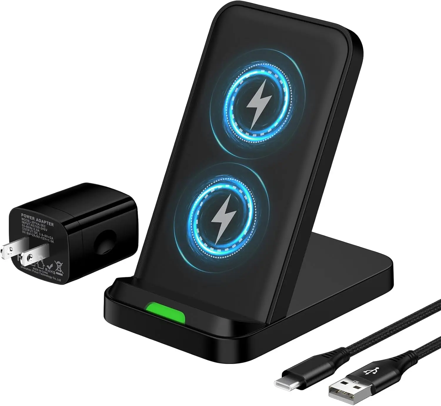 Fast Wireless Charger Stand 15W Max for Samsung Galaxy S26/S25/S24/S23/S22/S21/S20/S10, Google Pixel 10/9/8/7/6, iPhone 17/16/15/14/13/12/11, with 18W Adapter