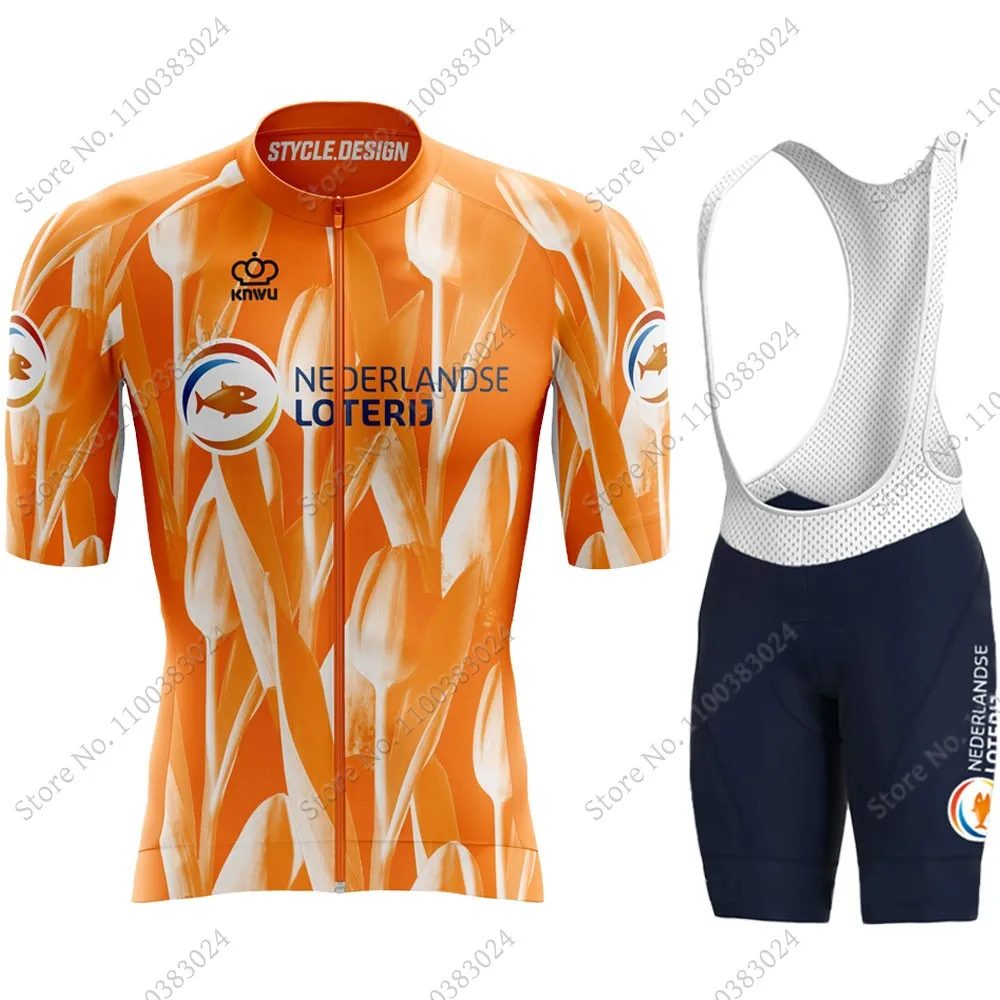 2023 Netherlands National Team Cycling Jersey Set Bicycle Clothing Road Bike Shirts Suit Bicycle Bib Shorts MTB Ropa Maillot