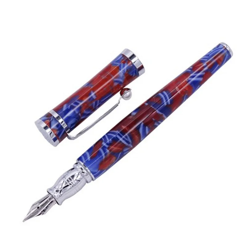 

A + Fuliwen целлулоидная перьевая ручка, модная ручка для письма с кленовым листом, сине-красным наконечником F