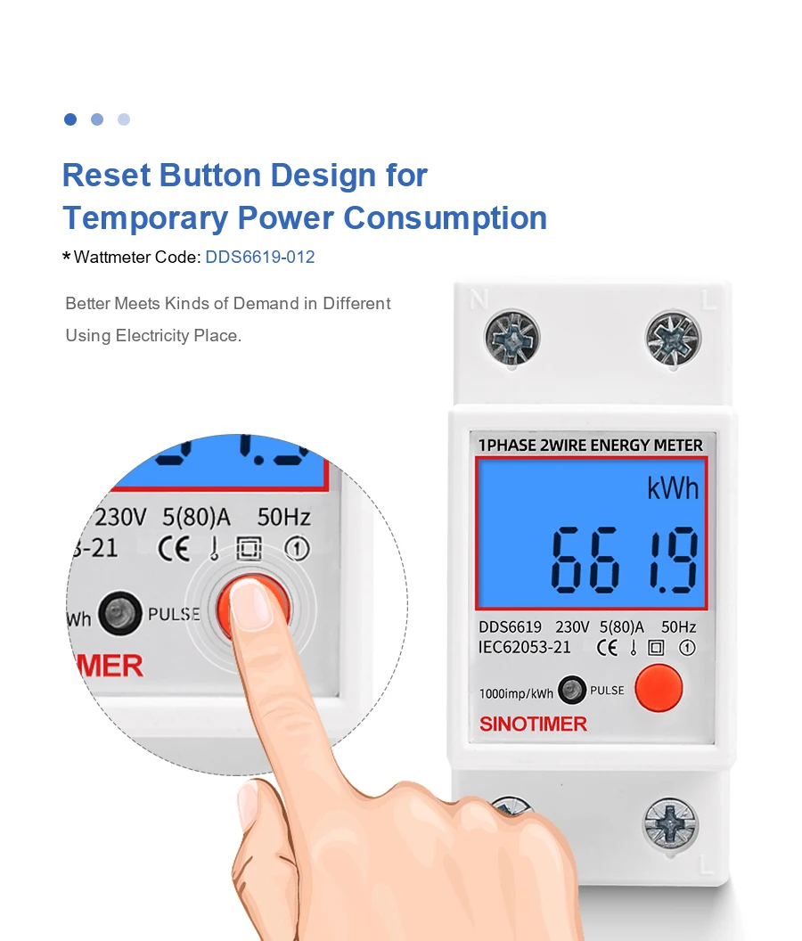 Din Rail Digital Single Phase Reset Zero Energy Meter kWh Voltage Current Power Consumption Meter Wattmeter Electricity 230V AC