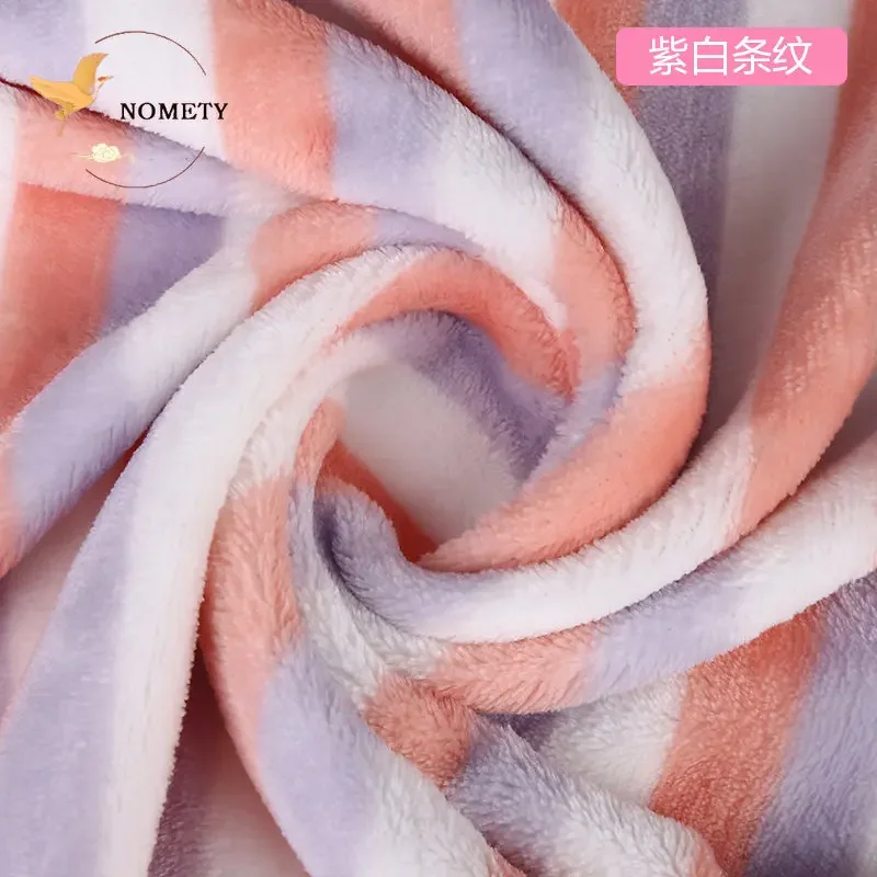 1.6*0.5m Double Sided Flannel Printed Fabric Coral Velvet Pajama Blanket Cushion Dolls Handmade Plush Cloth For Autumn Winter