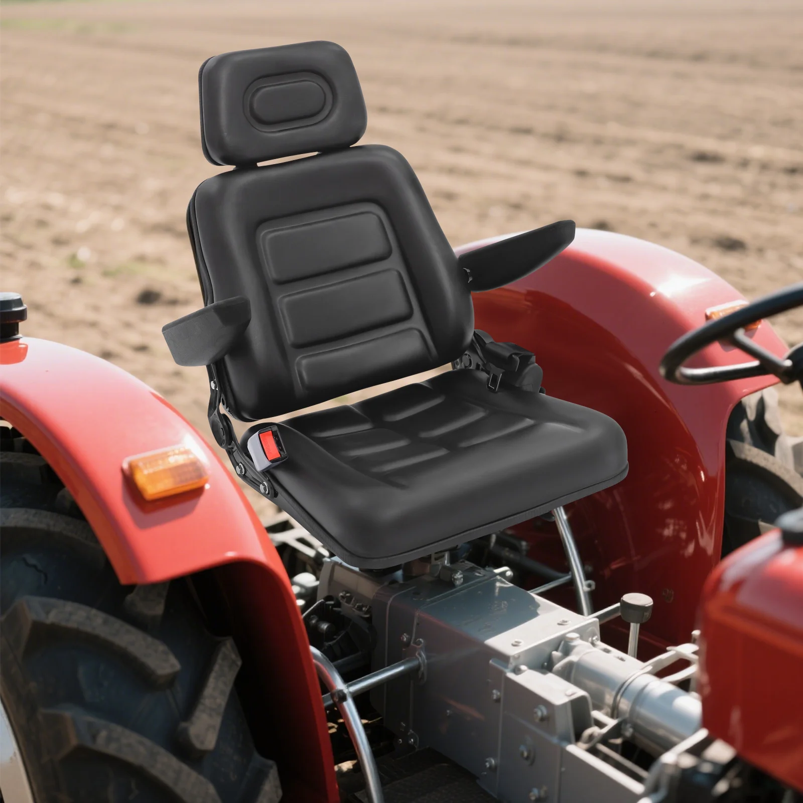 

Universal Tractor Seat Adjustable PVC Tractor Seat Equipped with Armrests Pillows and Automatic Seat Belts