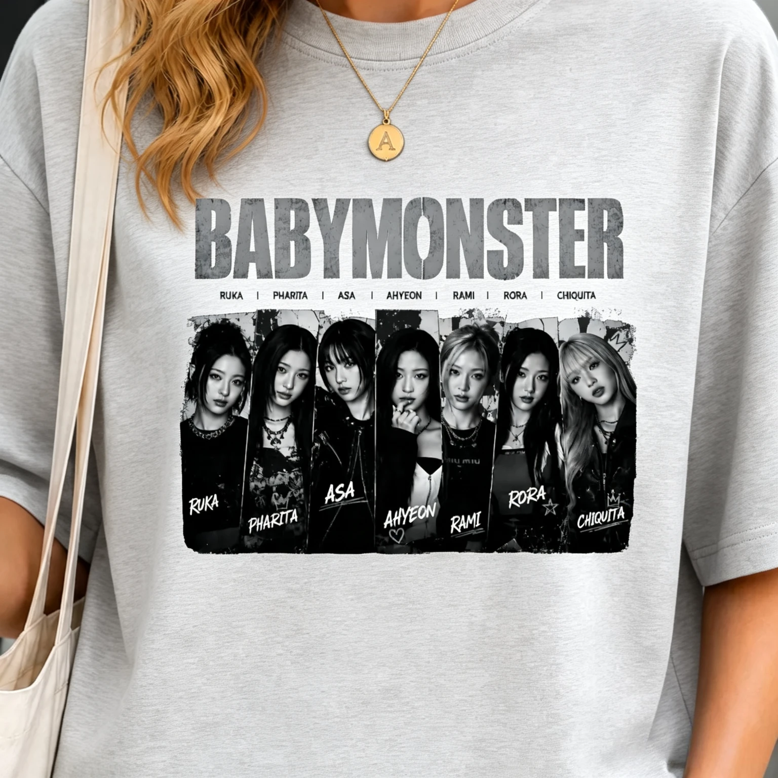 BABYMONSTER Gruppenfoto-Grafik-T-Shirt, Kpop-Fans, kurzärmeliges T-Shirt mit Aufdruck der Mitglieder, Damen-, Herren- und Kinder-T-Shirt – Detail 9