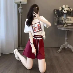 Summer Fashion 2024 Female Shorts Short Sleeve New Women's Sets Pieces Features Matching Full Cheap And Korean Style Offers Kit