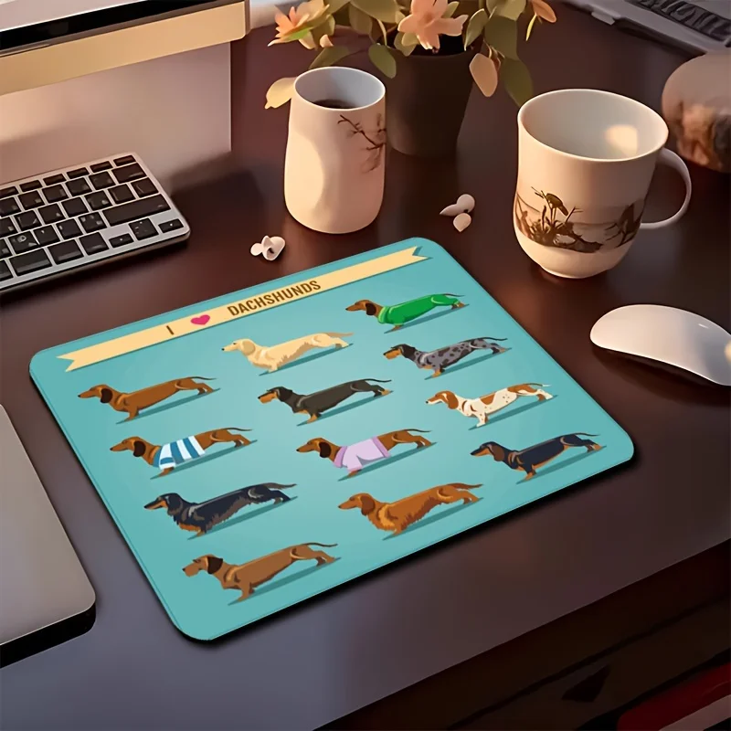 

Gaming Mouse Pad Small Dachshund Design Desk Mat Natural Rubber Non Slip
