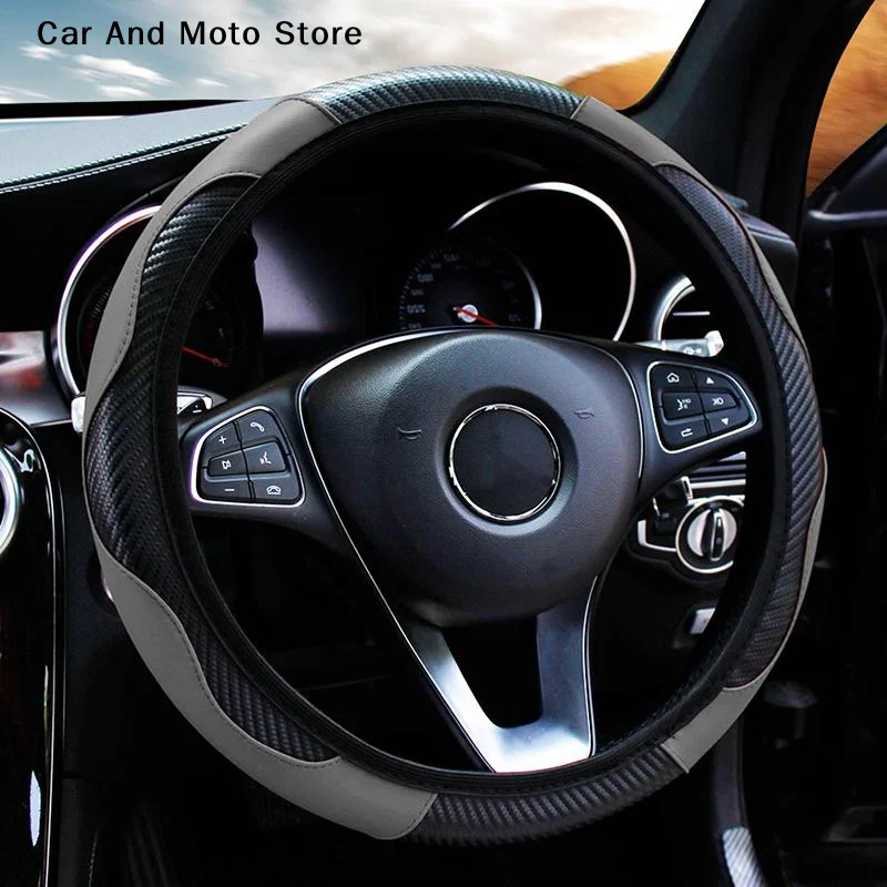 Synthetic Fiber Checkered Embossed Streamlined Car Rimless Steering Wheel Cover Suitable For 37-38cm Car Interior Decorations
