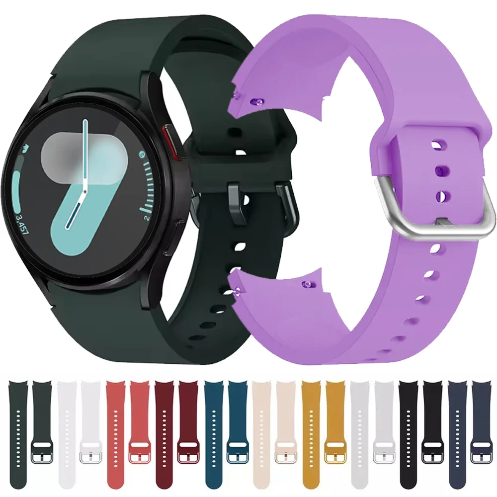 Color Buckle Silicone Strap for Samsung Galaxy Watch 7/6/5/4 40mm 44mm Bracelet for Galaxy 4 6 Classic 47mm 46mm 5 Pro 45mm Belt