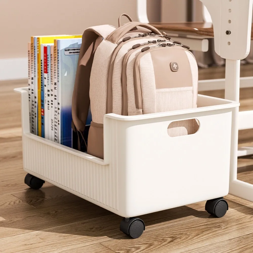

Under Desk Storage Trolley with Movable Wheels for Student Organizer Book Box and Office Supplies Holder Rolling Cart