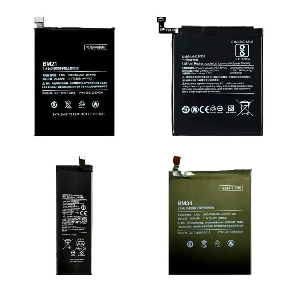 

Mobile Phone Battery Premium Replacement BN31 BM21 BM52 3000-5260Mah For Xiaomi MI 5X Note 5A 1 10 Pro Lite