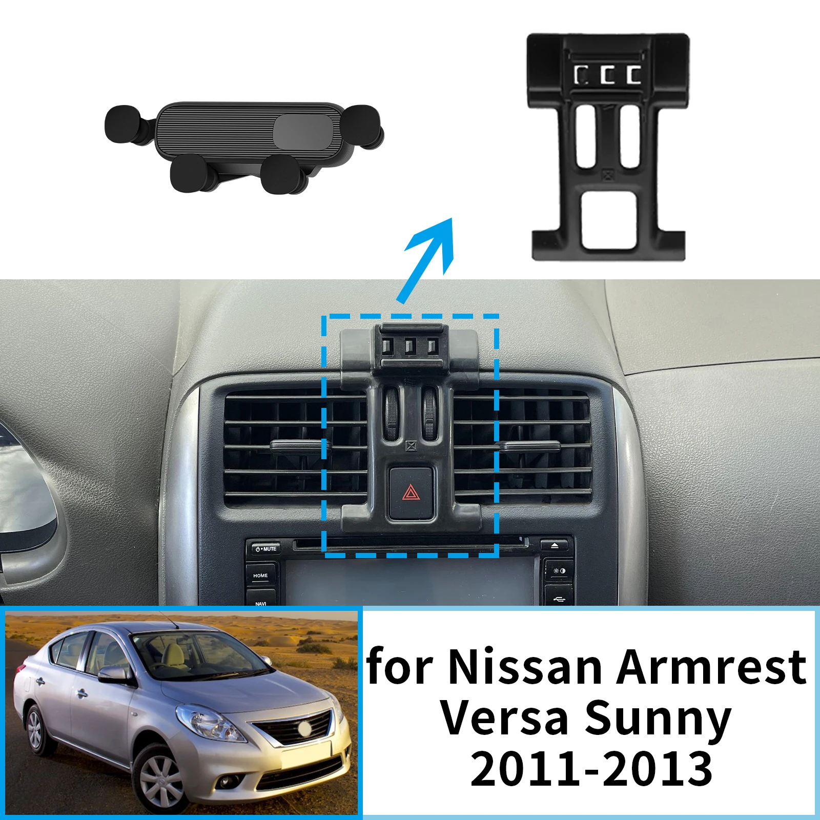 

for Nissan Armrest Versa Sunny N17 2011 2012 2013 Car Mobile Phone Holder GPS Bracket Navigation Stand Auto Accessories
