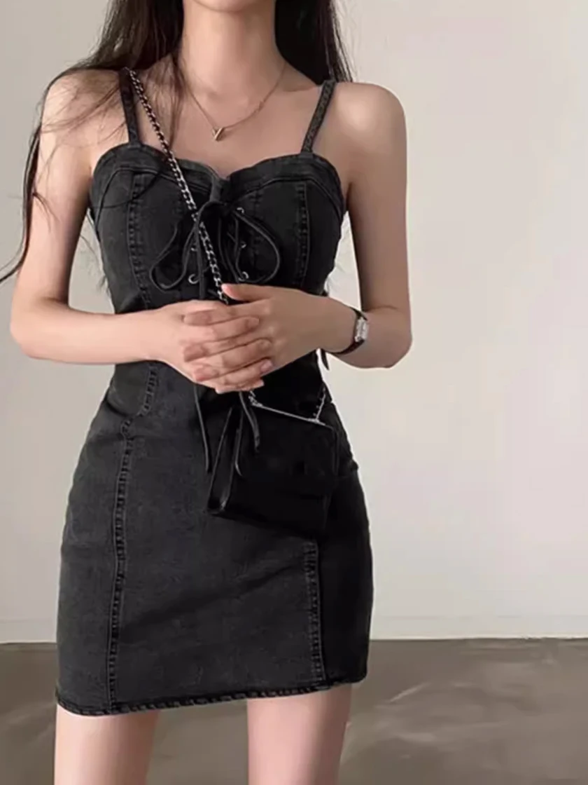 Sommer Chic Design Sinn Belted Abnehmen Sexy ort Denim Dr frauen A-linie Rock Hohe Taille Koreanische Sle Pendeln Dr