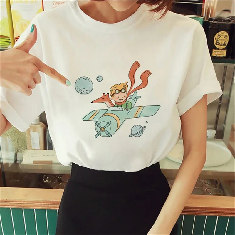 Cartoon T Shirt Anime Women\'s T-shirt Short Sleeve The Little Prince Tee Women Harajuku Tshirt Girl 2000s Clothing