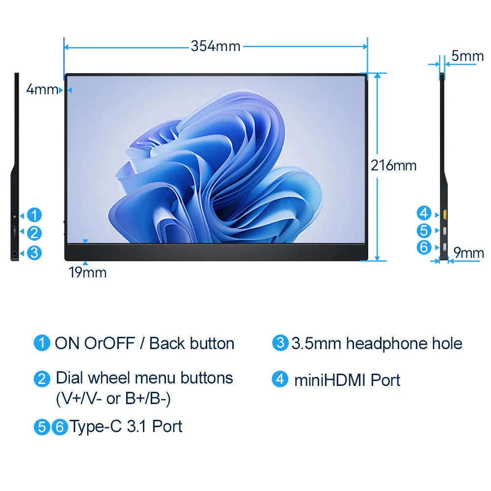 15.6 Inch IPS Portable Monitor 1920 x 1080 Touch Screen LCD Gaming HDMI USB C Display For PC Laptop Switch X-BOX PS4 Phone