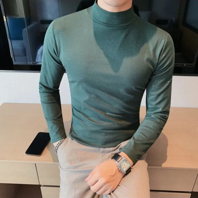 

Spring and Autumn Halfhigh Collar Male Pullover Japan Elasticity Sweatshirt Quotes Full Sleeve Men's T-shirts Emo Normal Xxl Tee