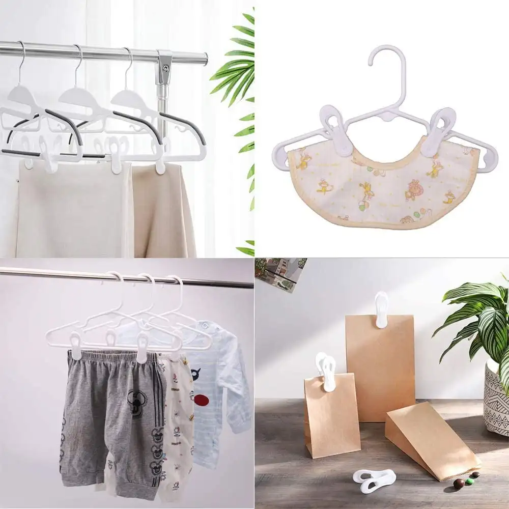 Hanger Clips for Hangers,24 Pcs Multi-Purpose Hanger Clips for Hangers White Finger Clips for Kids Hangers with Clips Clothes