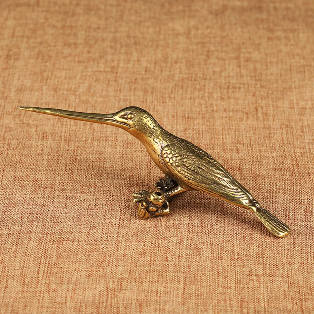 

Brass Solid Bronze Kingfisher Ornament Handhandle Piece Open Tea Needle Small Bronze Bronze Art Tea Pet Ornament