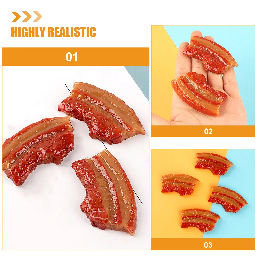 6 قطعة محاكاة اللحوم وهمية الغذاء لديكور المطبخ مطعم الدعامة الطرف الديكور التصوير اللحوم نموذج التظاهر