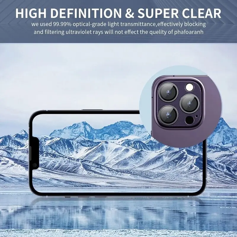 Tempered Glass Metal Camera Lens Protector for Apple iPhone 14 15 16 17 Pro Max Easy Install Camera Lens Protector Case view 5