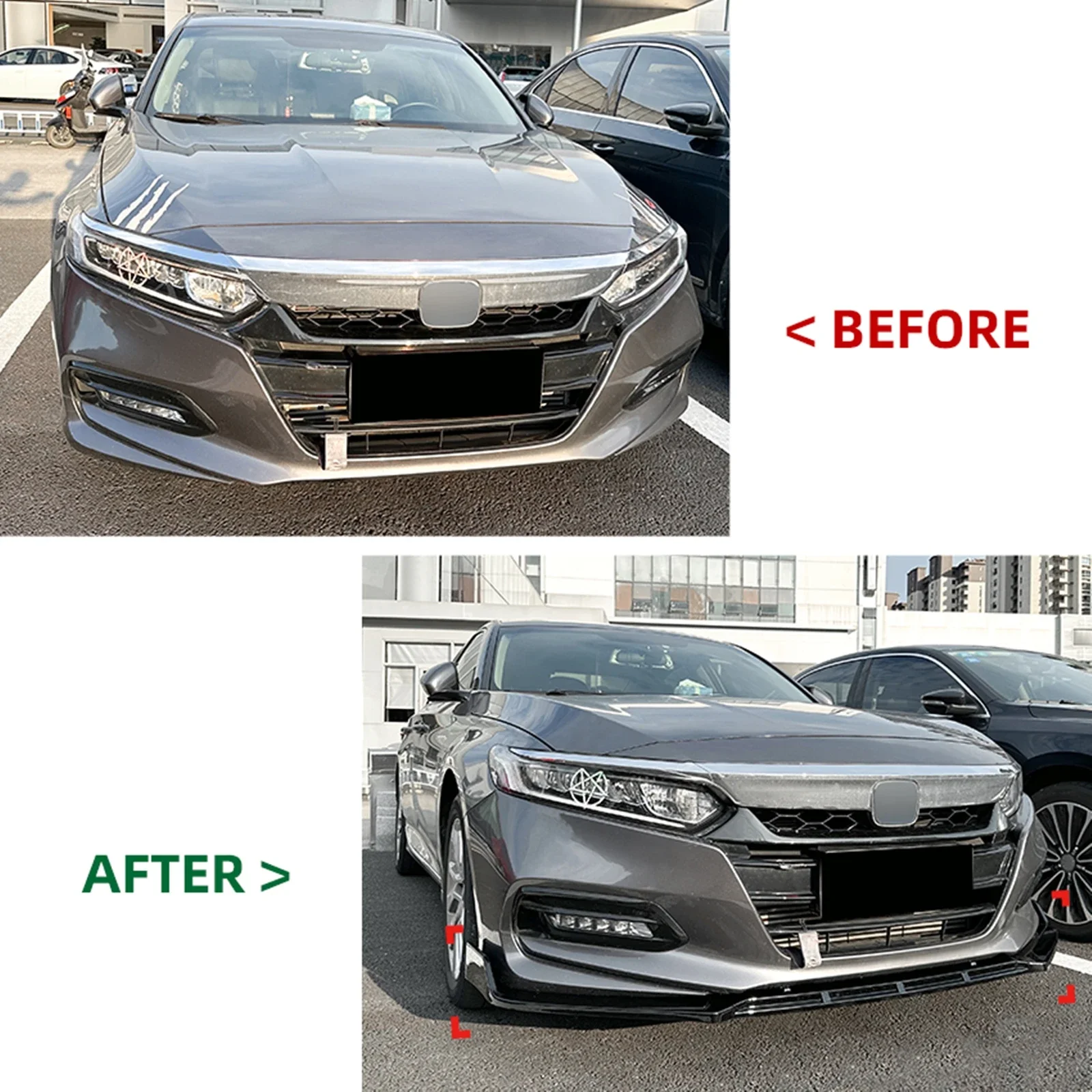 Front Bumper Spoiler Splitter Lip for Honda Accord 10 Gen 2018 2019 2020 2021 Strip Blade Trim Front Bumper Protection