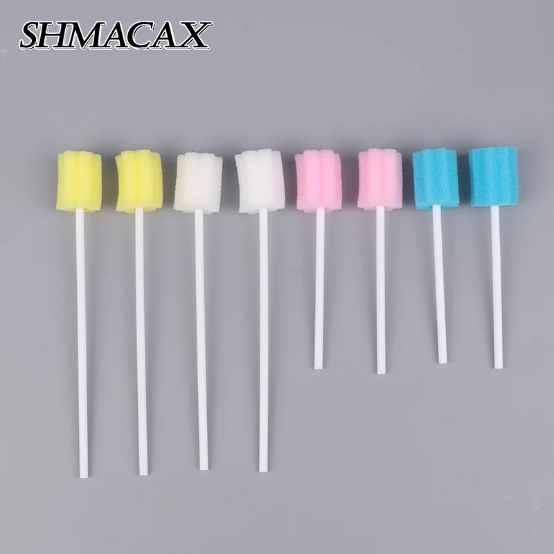 100Pcs Tooth Cleaning Mouth Swabs With Stick Sponge Head Cleaning Cleaner Swab Disposable Oral Care Sponge Swab
