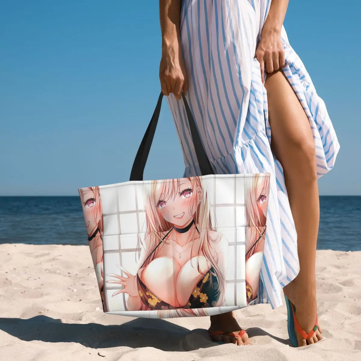 

Пляжная большая сумка с мультяшным узором для груди, спортивная сумка для занятий йогой, большая большая сумка, женская дорожная сумка, сумка для фитнеса