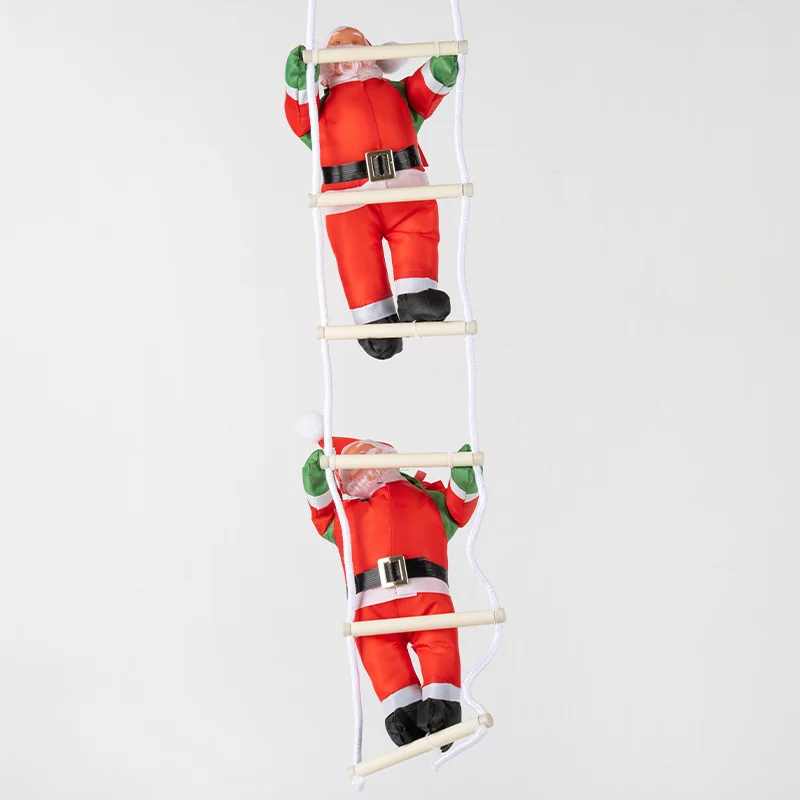 Christmas Santa Doll with Rope Ladder, Festive Hanging Ornament for Window & Showcase Decor