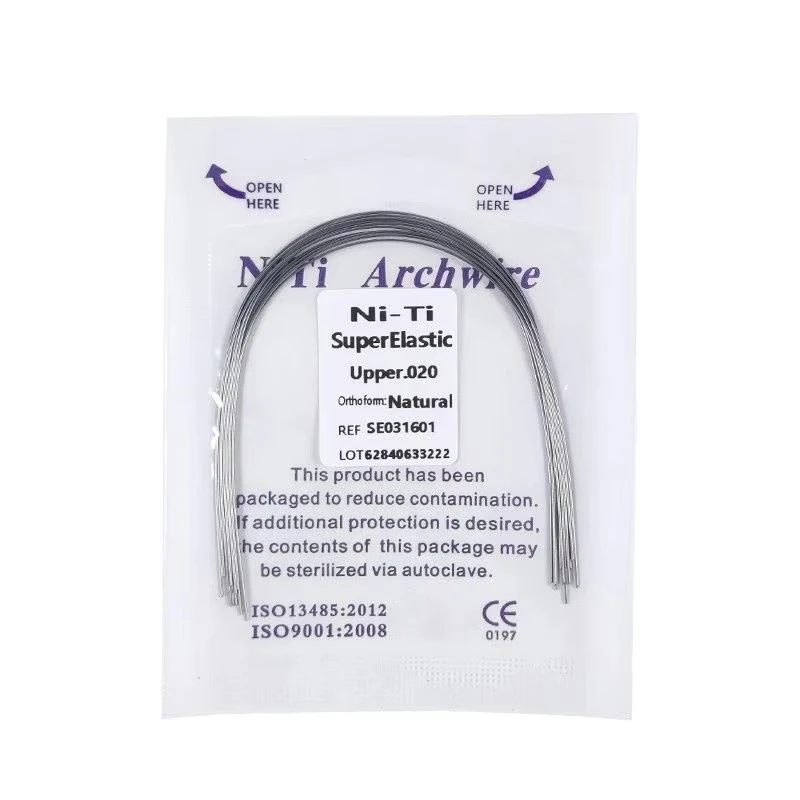 Fils d'arc dentaire orthodontique Niti, forme naturelle, Super élastiques, ronds et rectangulaires, pour accolades, accessoires de dentiste, 10 pièces