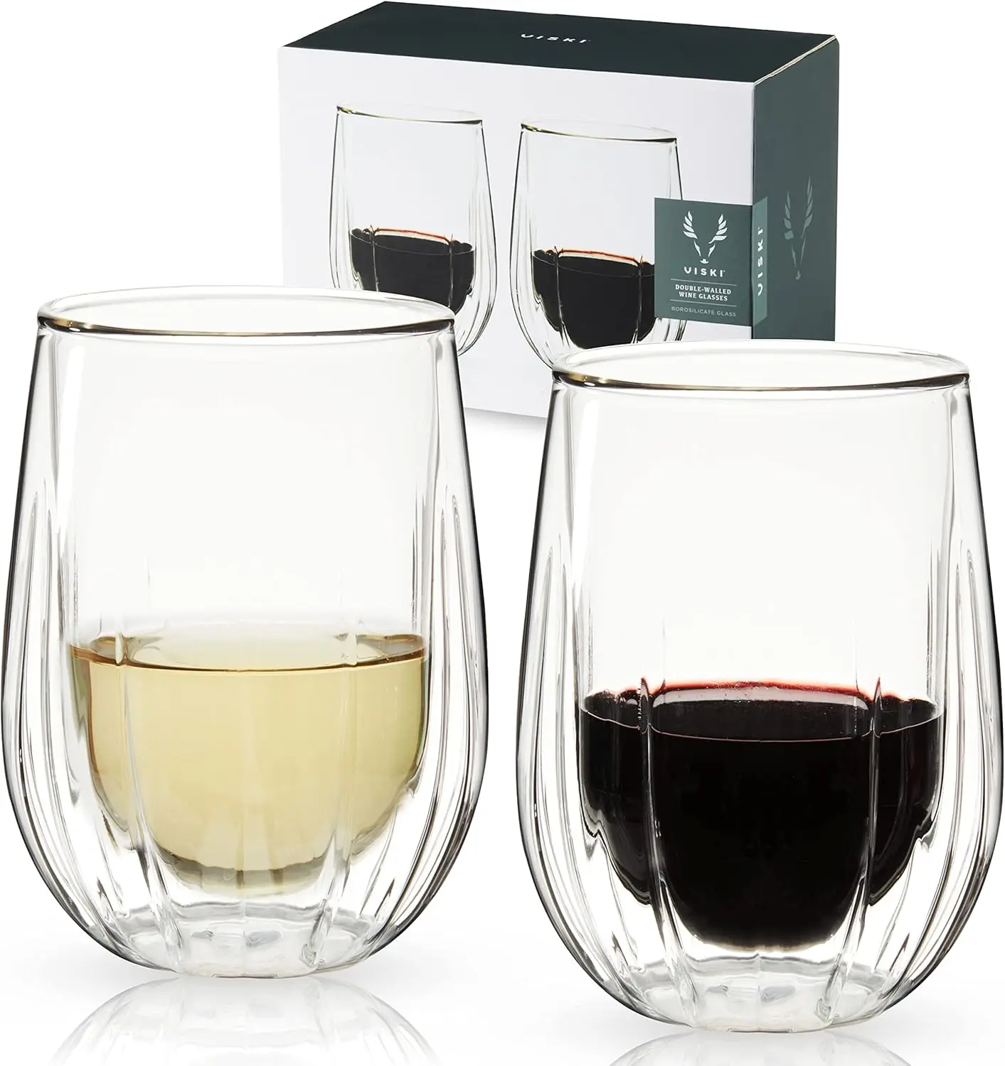 

Insulated Double Walled Stemless Wine Glasses, Drinking Glass with Cut Crystal Design, Home Bar Accessories, Glassware,