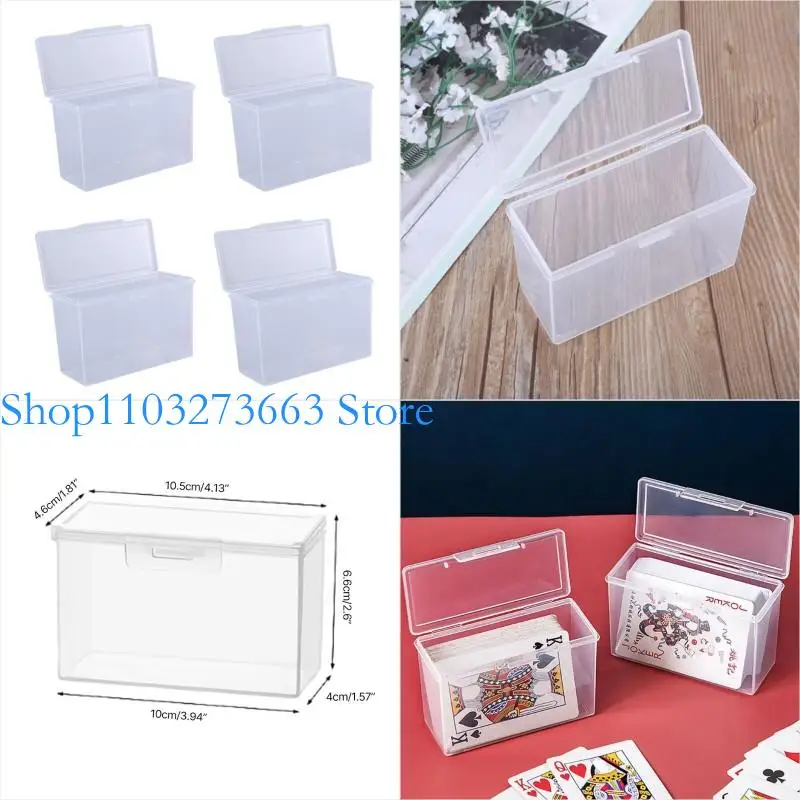 

R6FE Pack of 4 Clear Card Storage Box for Card Organization Playings Cards Storage Box Secure Closures for Easy Managements