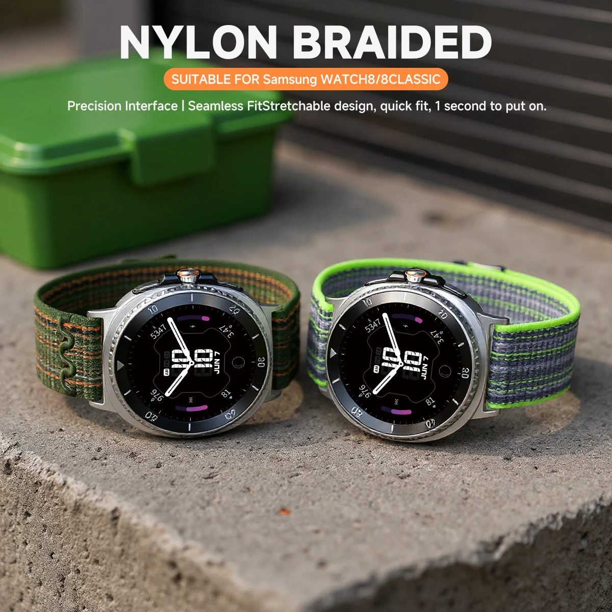 حزام حلقة من النايلون لساعة سامسونج جالاكسي 8 40 مللي متر 44 مللي متر 8 كلاسيكي 46 مللي متر سوار رياضي لساعة جالاكسي 8/8 سوار معصم كلاسيكي