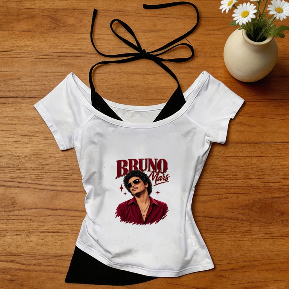 Bruno Mars cropped top women anime graphic party harajuku cheap shirt cheap gyaru goth party