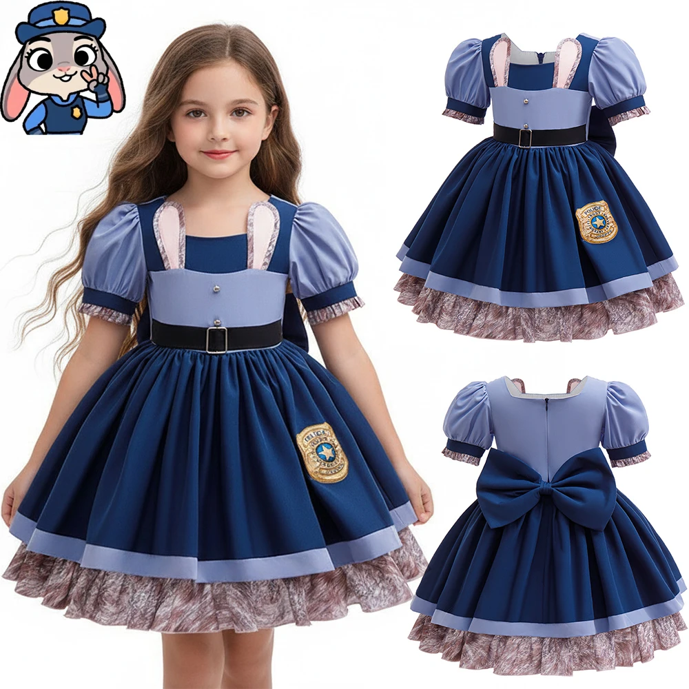 

Костюм полицейского Джуди Банни из мультфильма «Зверополис 2» для девочек, наряд в стиле Лолита, для детских косплеев и вечеринок