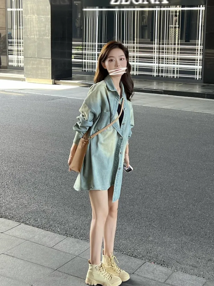 

Denim Coats Jacket For Women Womens Autumn Woolen Simple Cozy Buttoned Notched Patchwork Slim-Fit Leisure Temperament Fitted Y2K