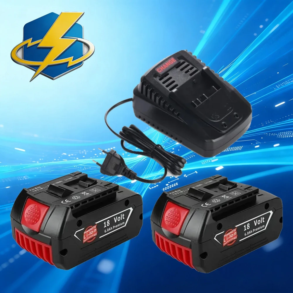 Batería recargable de iones de litio de alto rendimiento JULI 18V 6.0Ah con cargador para herramientas eléctricas Bosch Professional GSR GKS GWS GSB BAT