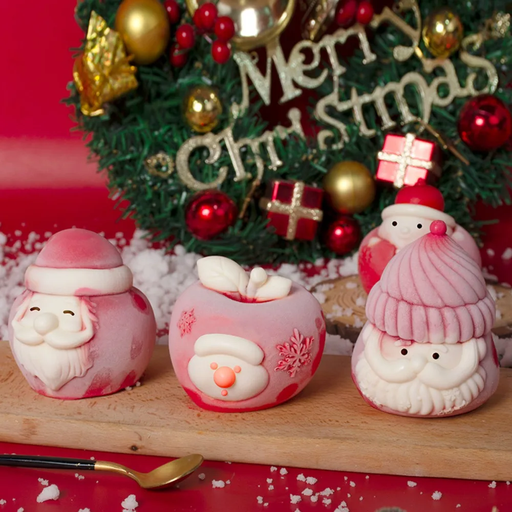 Christmas Apple Snowman Candle Silicone Molds Santa Claus Gypsum Doll Moulds Beard Human Face Funny Chocolate Gifts Party Decor