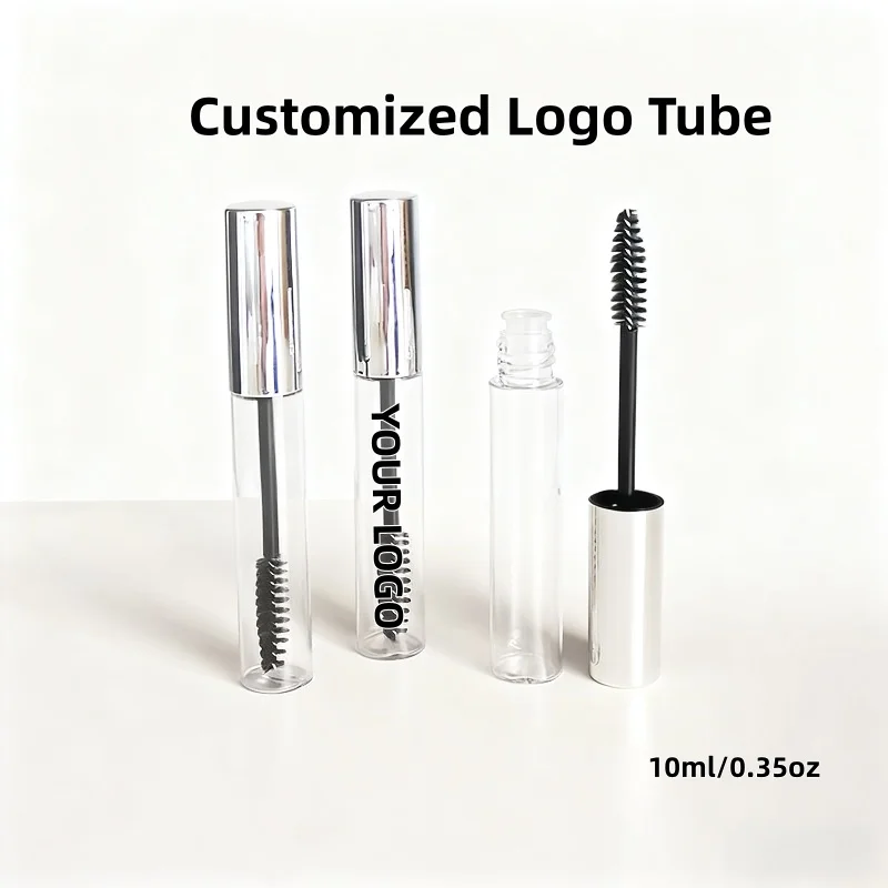 【ロゴカスタム】50個 カスタマイズ可能 10ml 電気メッキ リップカラーチューブ 丸型 アイブラック 空ボトル 少量カスタム工場