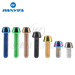 Wanyifa Titanium Bolt M4x8 10 12 15 20mm Hex Taper Head Ti Screws for Bicycle