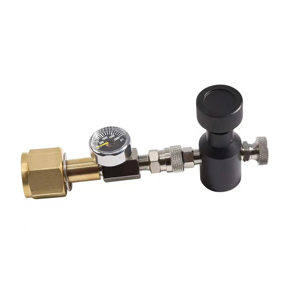 Адаптер цилиндра Soda Co2 с манометром 2000 фунтов на квадратный дюйм и быстроразъемным насосным клапаном (тип резьбы TR21-4), разъем