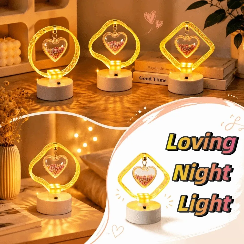 Soft Warm Lighting Acrylic Heart Shaped LED Night Light Neat Workmanship Fine Acrylic Material Creative Holiday Present