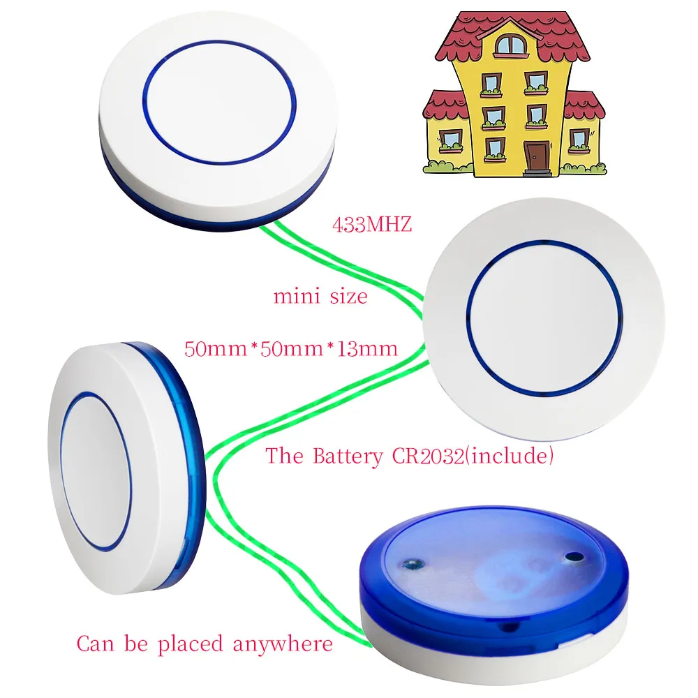 Wireless Light Switch 433mhz Rf Mini Round Push Button Wall Panel Switch 16A 220V Relay Receiver Can Connect Traditional Switch